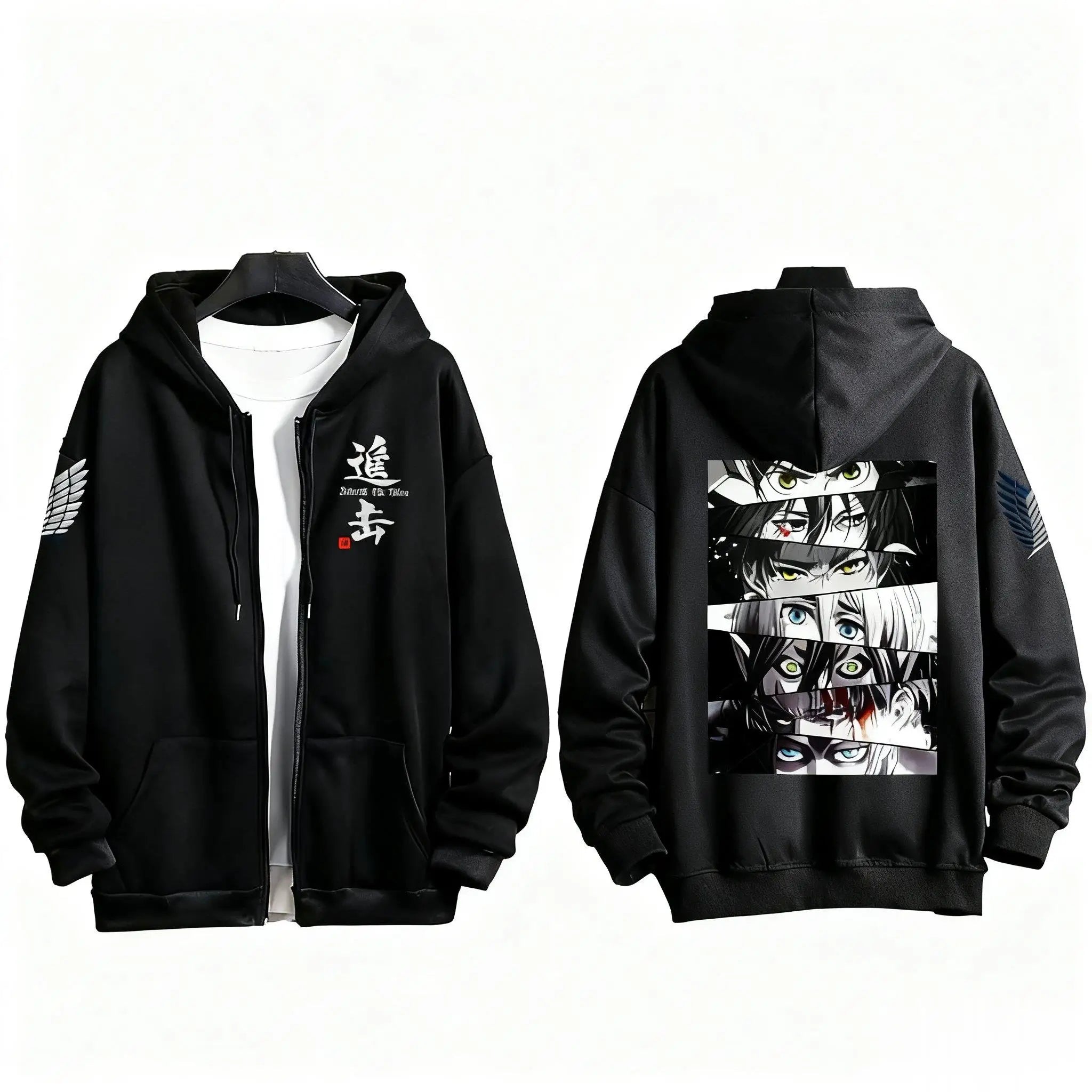 Japanese Anime Print Zip Up Hoodie Men Women Sweatshirt Streetwear Oversized Casual Long Sleeve Jacket Cosplay Spring Autumn New