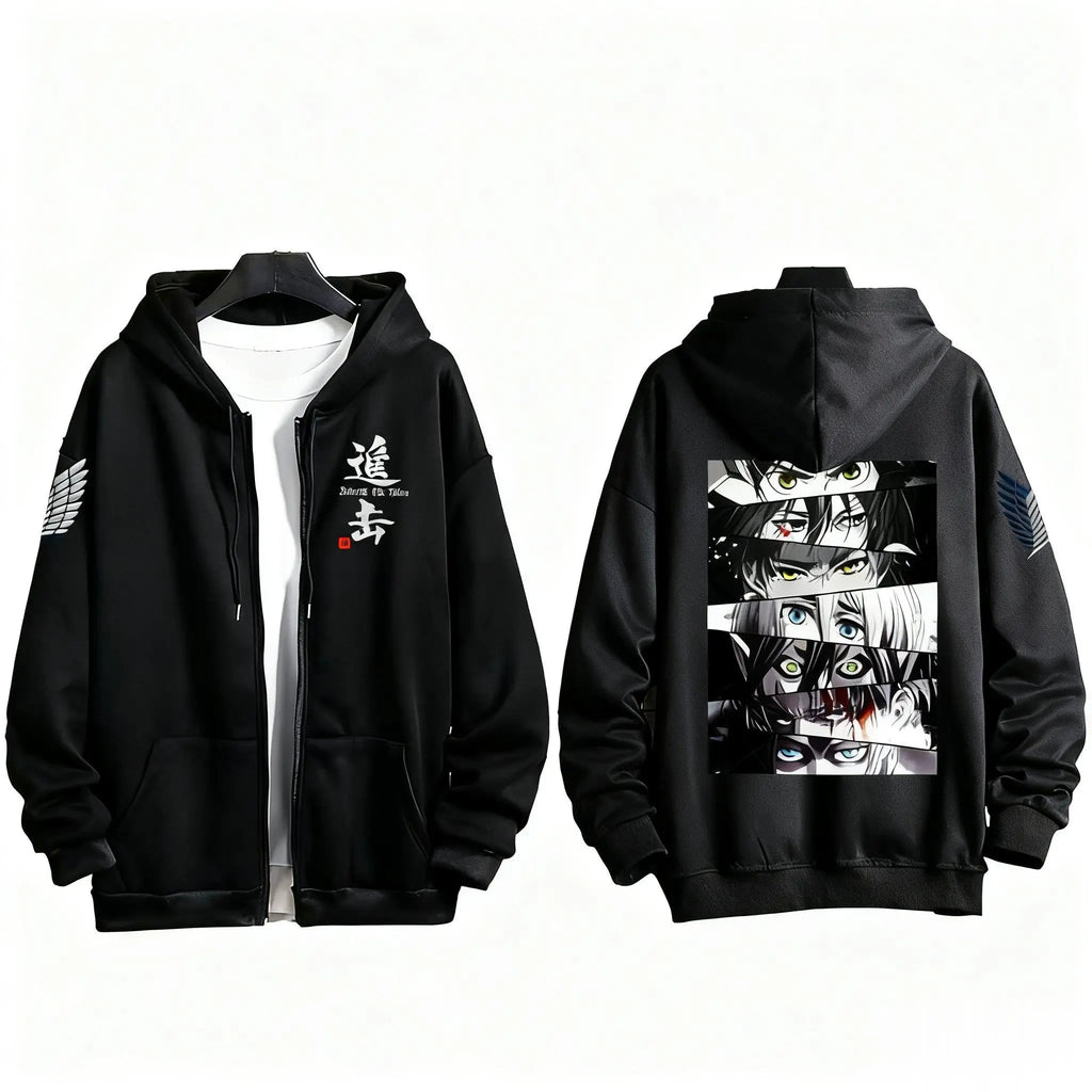Japanese Anime Print Zip Up Hoodie Men Women Sweatshirt Streetwear Oversized Casual Long Sleeve Jacket Cosplay Spring Autumn New