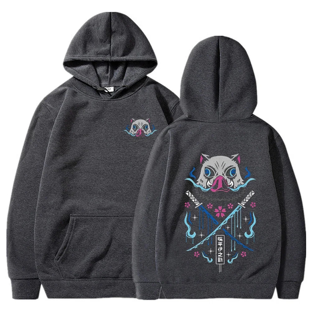 Anime Hoodies Men Women Kimetsu no Yaiba Kawaii Manga Sweatshirts Gothic Harajuku Hooded Pullover Casual Streetwear