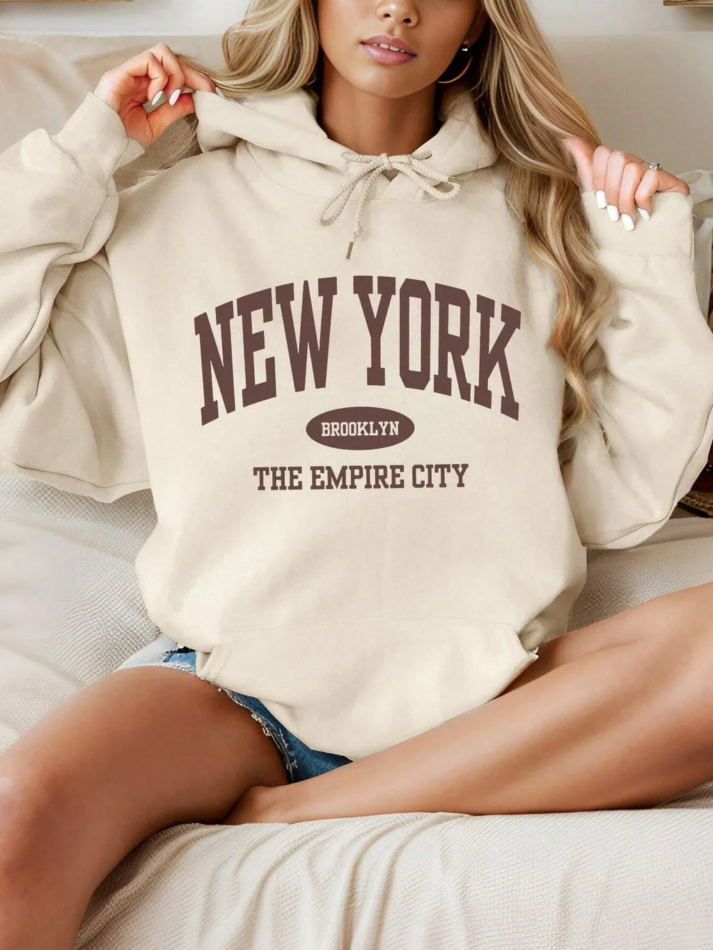 New York City Brooklyn Creative Letter Printed Female Hoodies Multicolor Loose Hoody Y2K Street Sportswear Fleece Hoodie Unisex