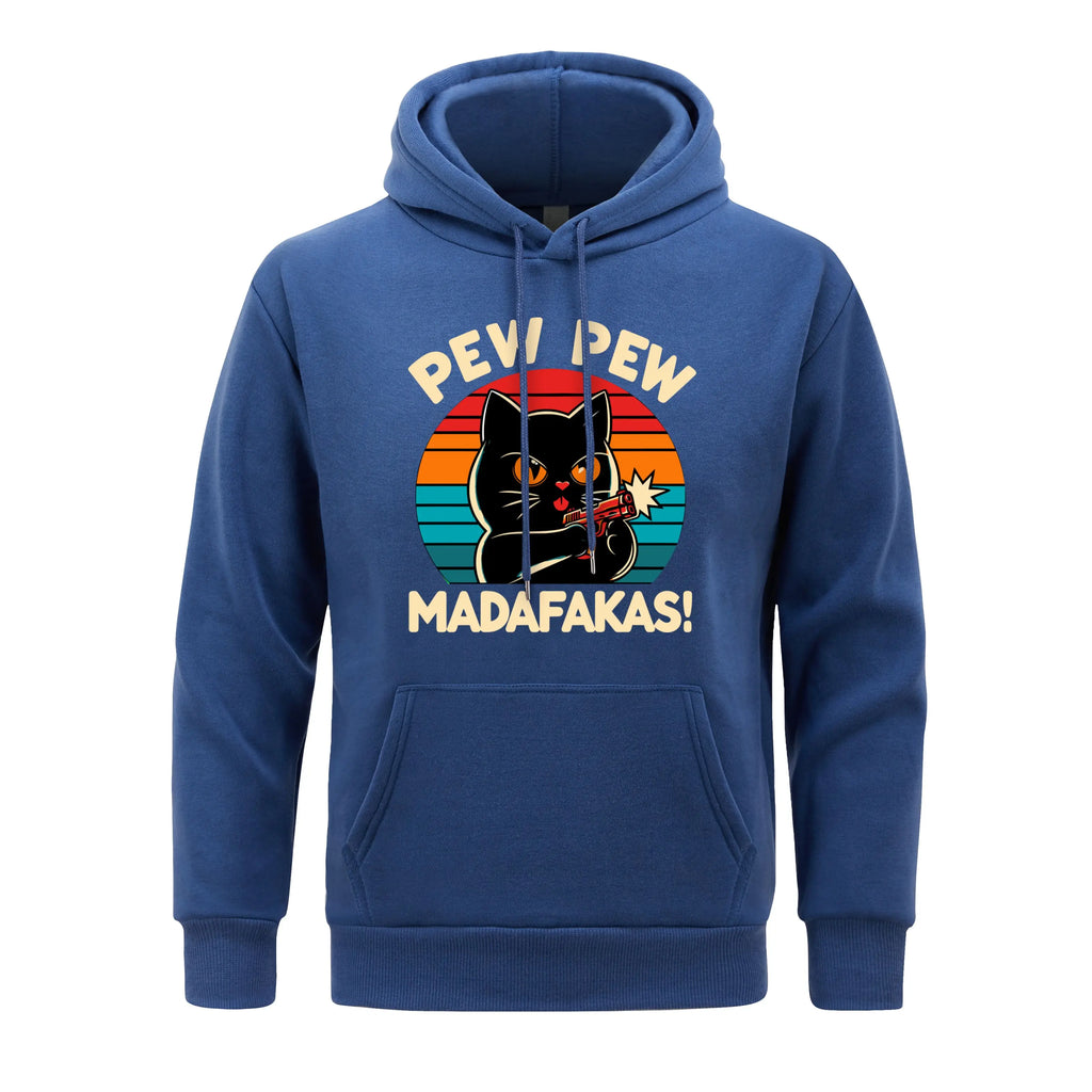 Pew Pew Madafakas Print Hoodie Man Hip Hop Street Casual Hooded Cartoons fur-liner Men Hoodies Harajuku S-XXL Pullover Clothing