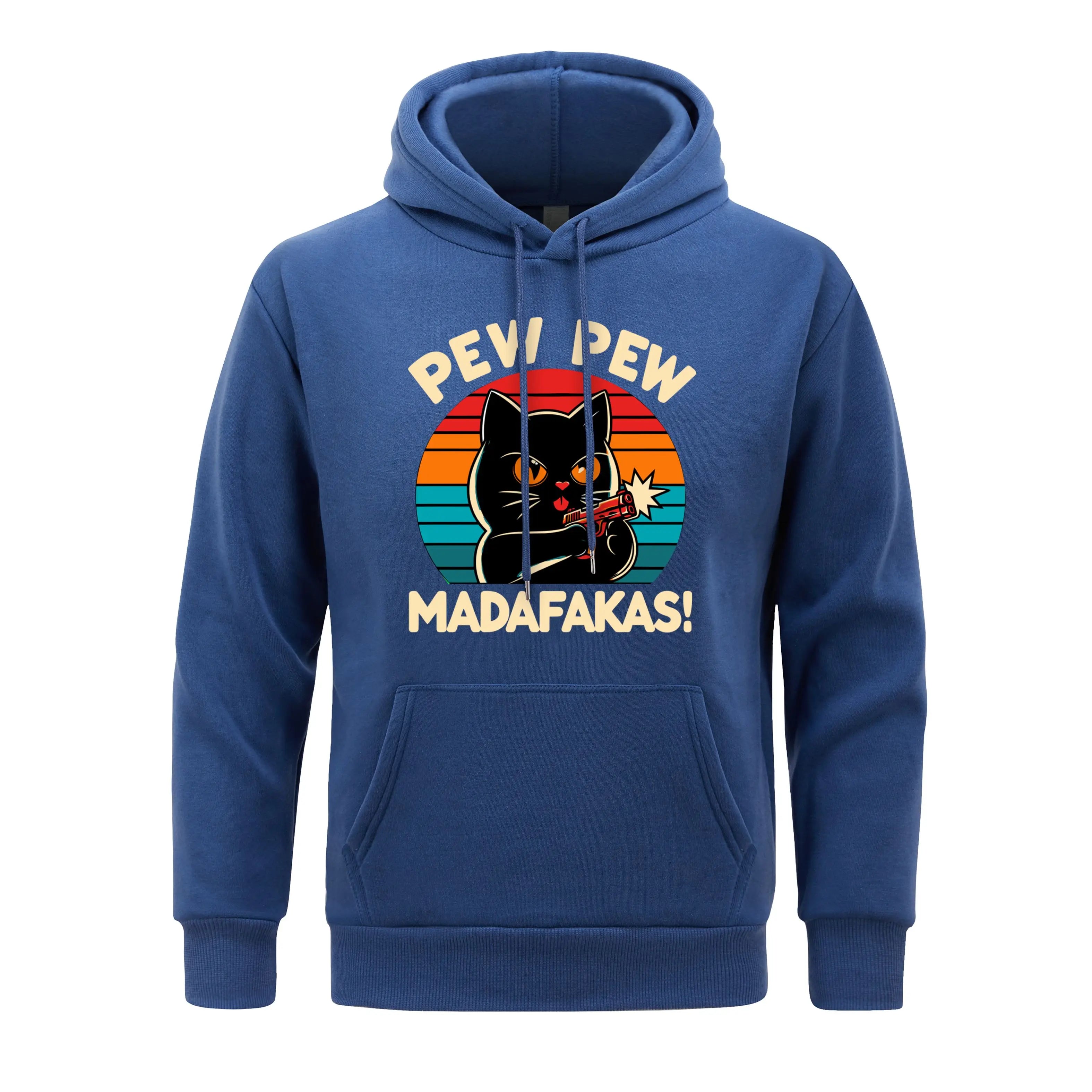 Pew Pew Madafakas Print Hoodie Man Hip Hop Street Casual Hooded Cartoons fur-liner Men Hoodies Harajuku S-XXL Pullover Clothing