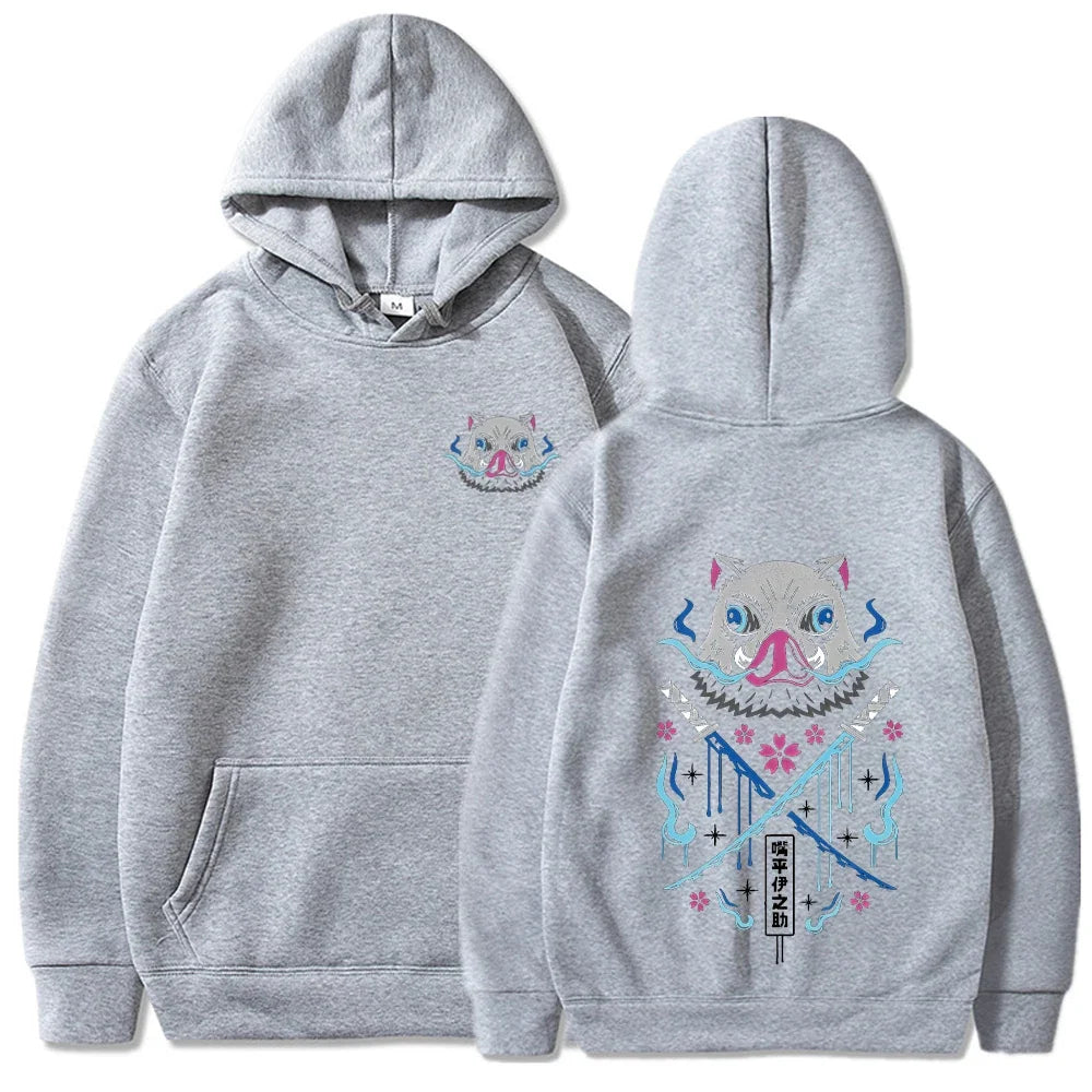 Anime Hoodies Men Women Kimetsu no Yaiba Kawaii Manga Sweatshirts Gothic Harajuku Hooded Pullover Casual Streetwear