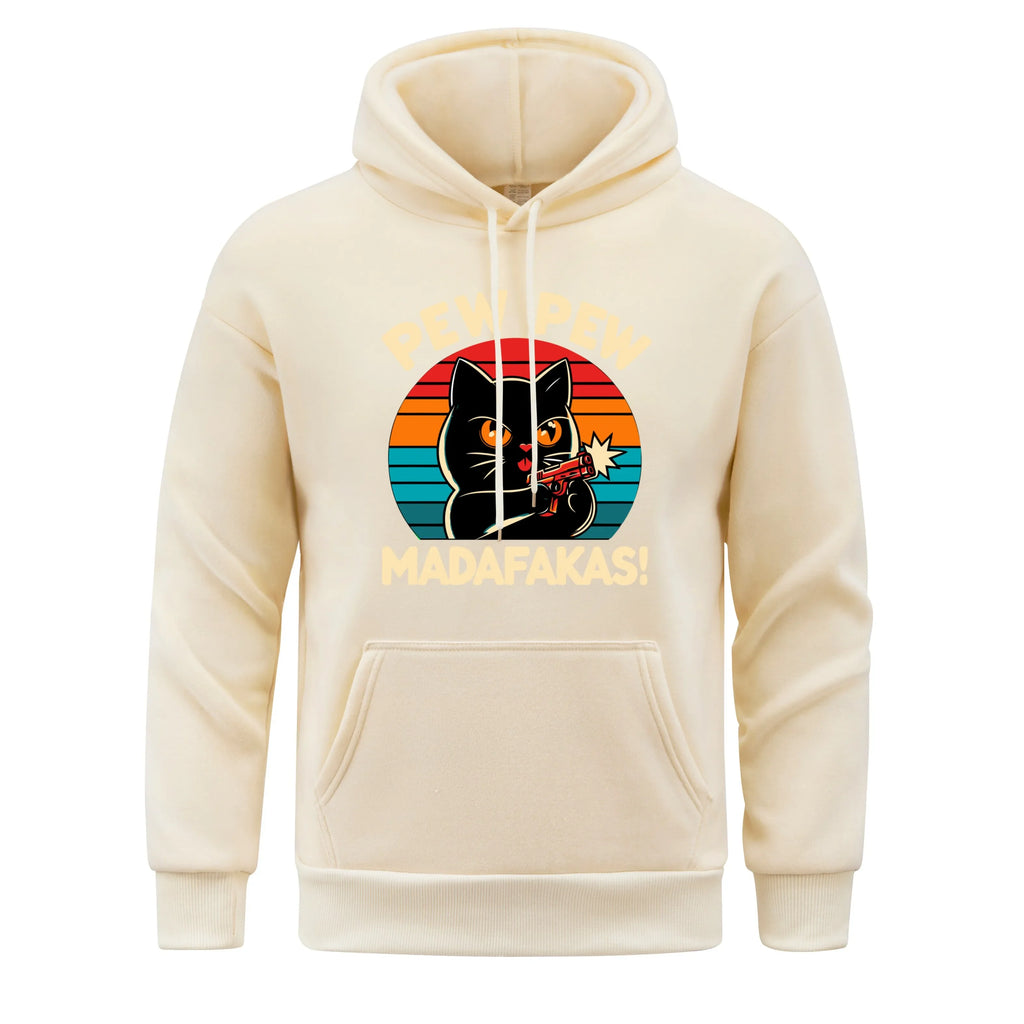 Pew Pew Madafakas Print Hoodie Man Hip Hop Street Casual Hooded Cartoons fur-liner Men Hoodies Harajuku S-XXL Pullover Clothing