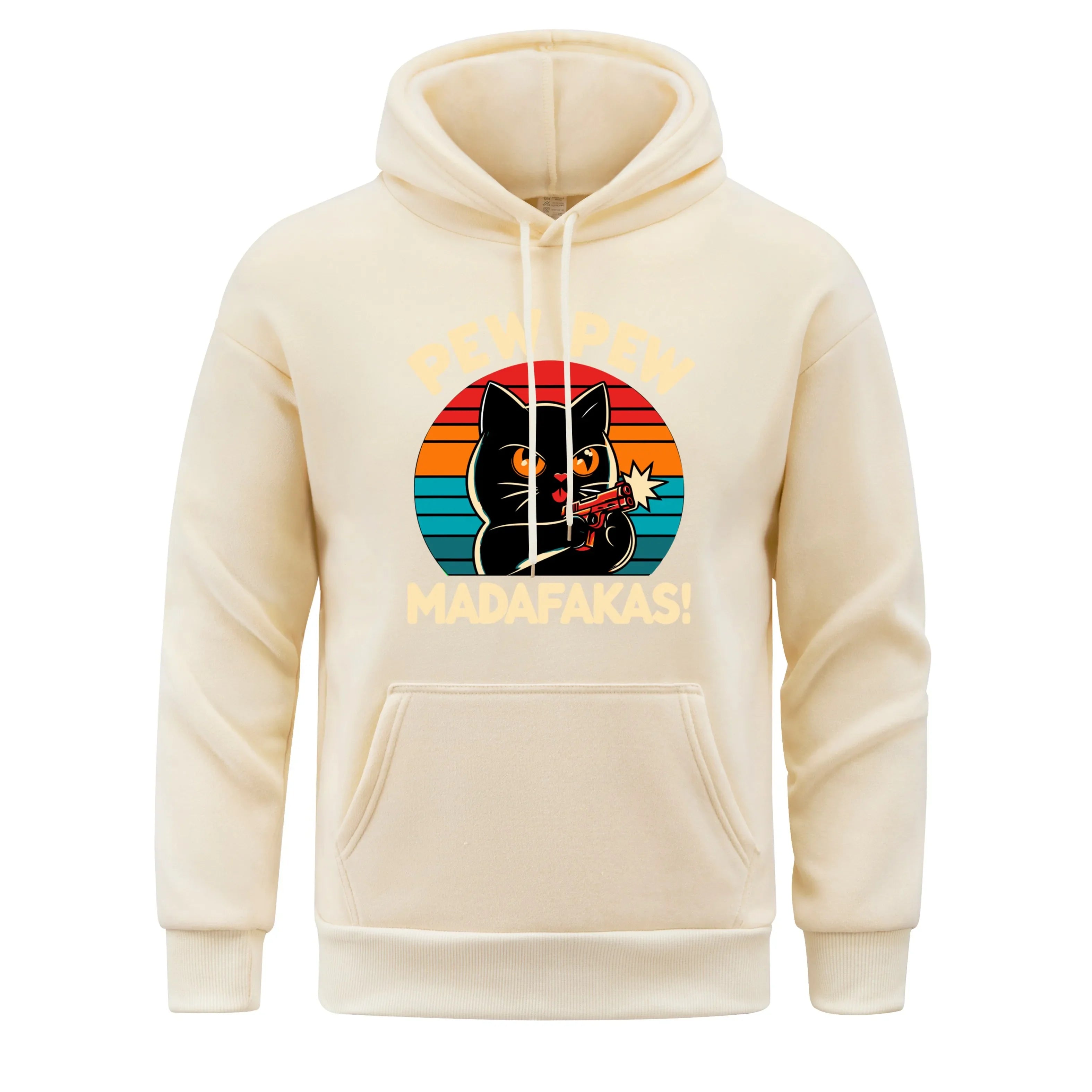 Pew Pew Madafakas Print Hoodie Man Hip Hop Street Casual Hooded Cartoons fur-liner Men Hoodies Harajuku S-XXL Pullover Clothing