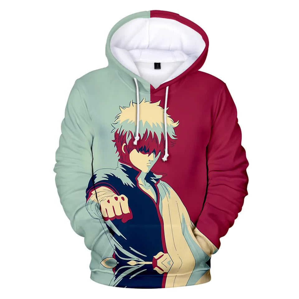 New Anime GINTAMA Sakata Gintoki Hoodie Autumn Winter Thick Hoodies Silver Soul Hooded Jacket Men/Women Leisure Sweatshirt Coat