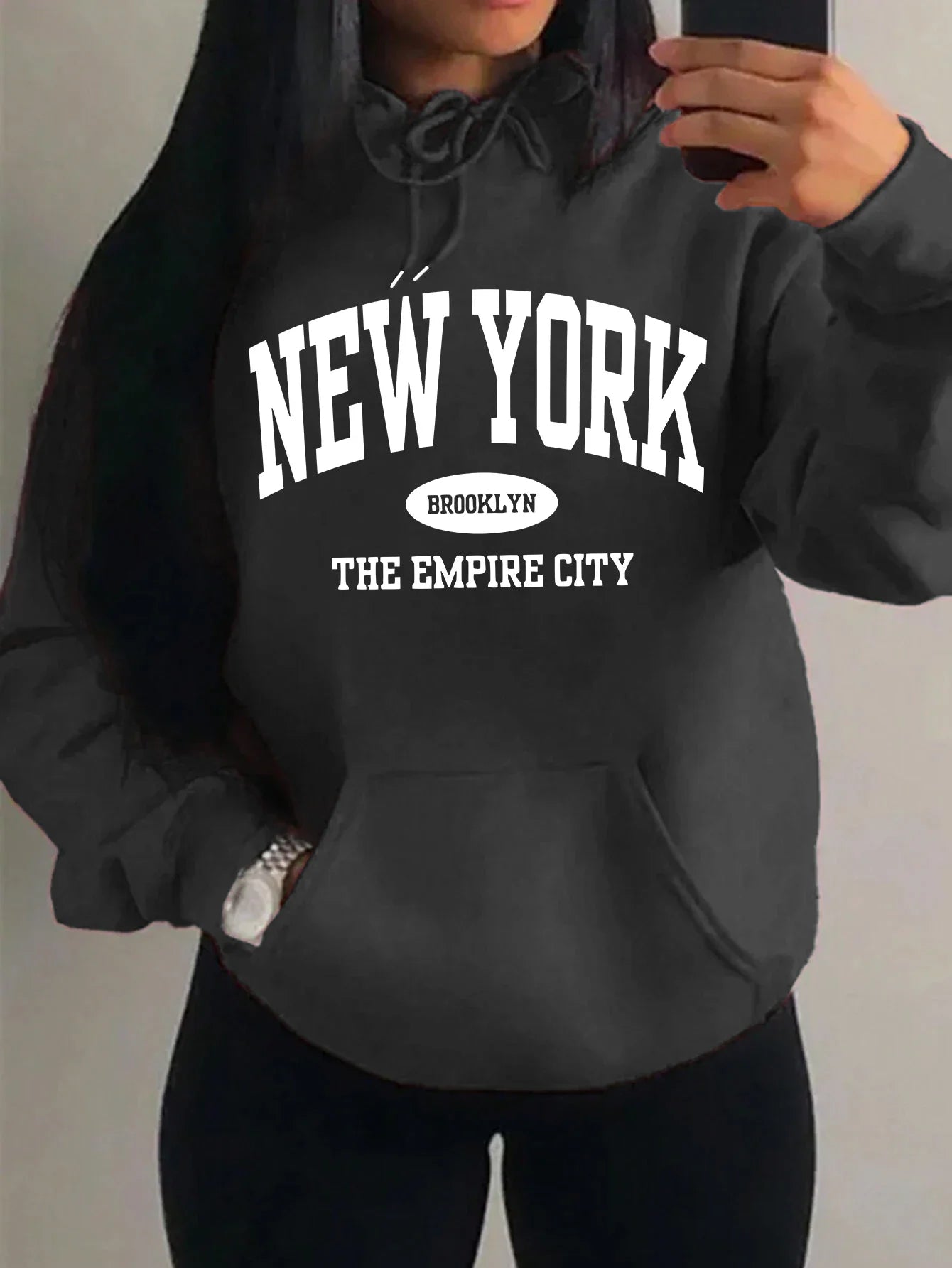 New York City Brooklyn Creative Letter Printed Female Hoodies Multicolor Loose Hoody Y2K Street Sportswear Fleece Hoodie Unisex