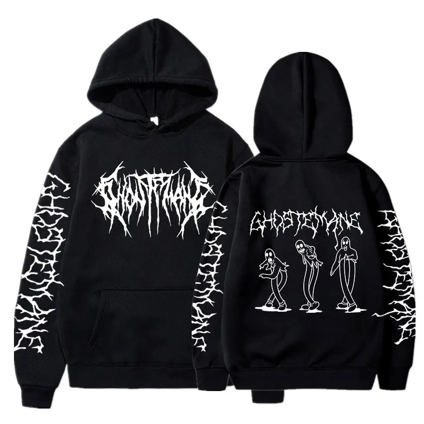 Ghostemane Double Sided Print Hoodie Men's Fashion Hip Hop Metal Rock Hoodies Gothic Oversized Sweatshirt Tracksuit Streetwear
