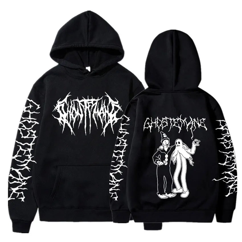 Ghostemane Double Sided Print Hoodie Men's Fashion Hip Hop Metal Rock Hoodies Gothic Oversized Sweatshirt Tracksuit Streetwear