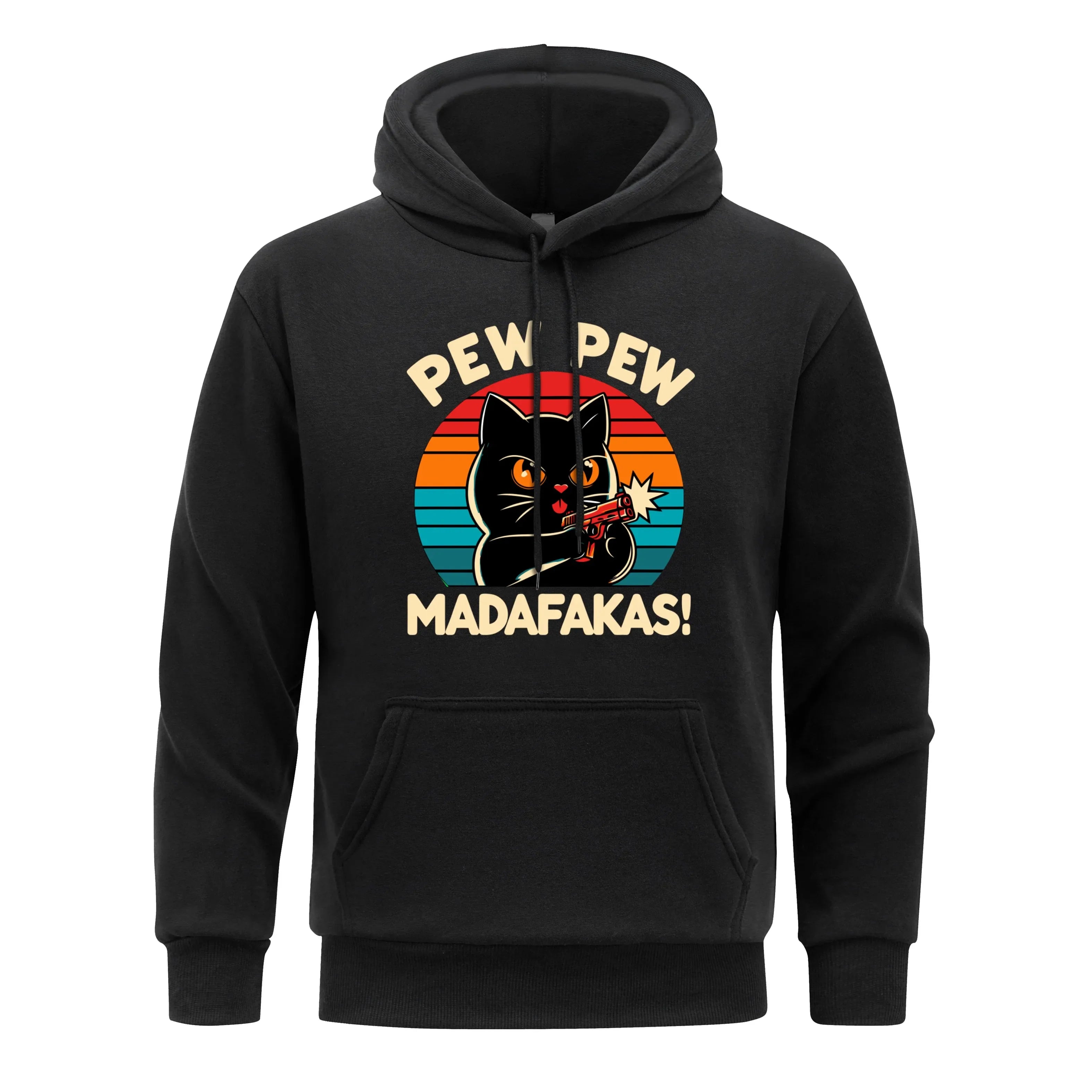 Pew Pew Madafakas Print Hoodie Man Hip Hop Street Casual Hooded Cartoons fur-liner Men Hoodies Harajuku S-XXL Pullover Clothing