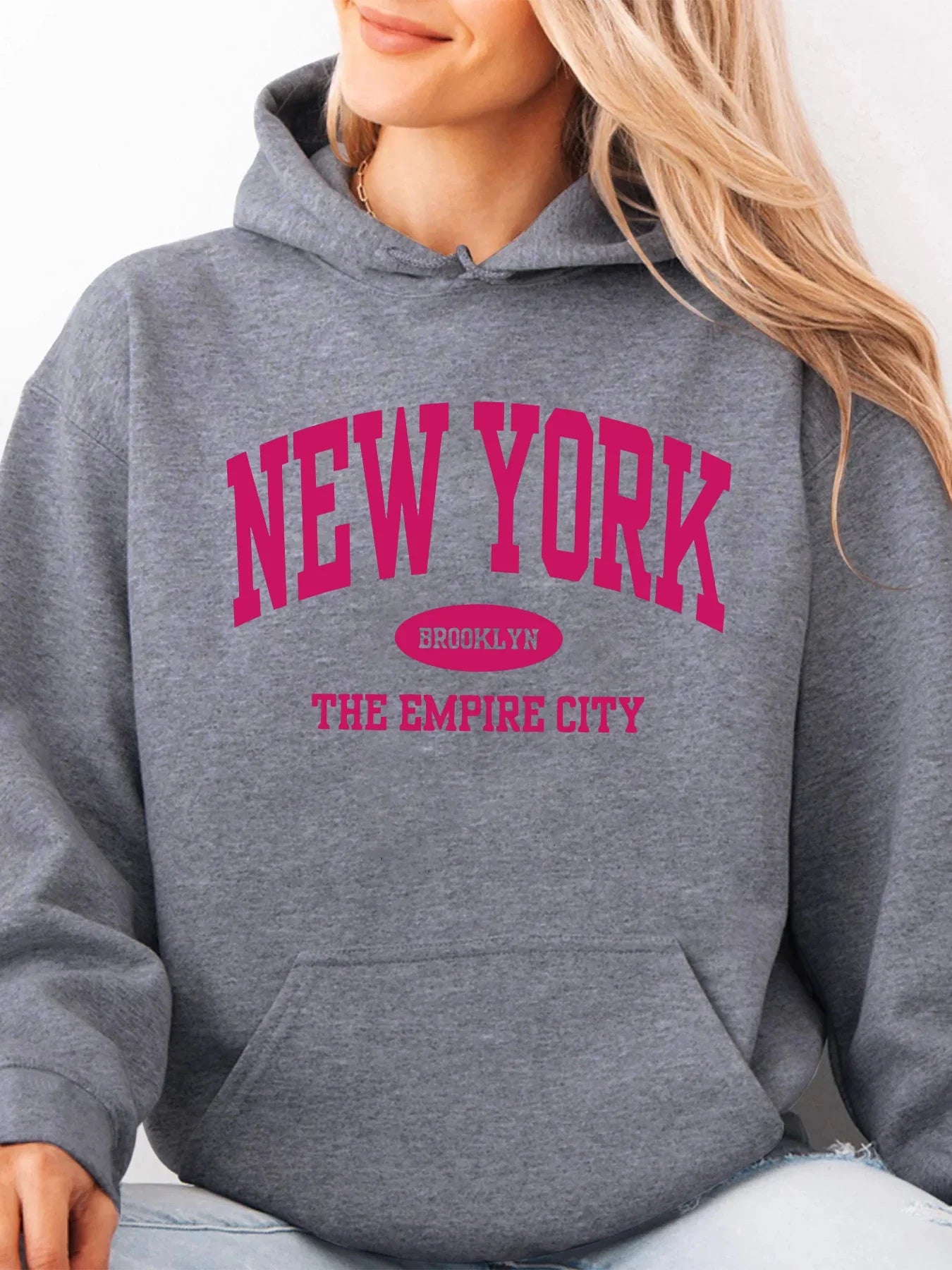 New York City Brooklyn Creative Letter Printed Female Hoodies Multicolor Loose Hoody Y2K Street Sportswear Fleece Hoodie Unisex