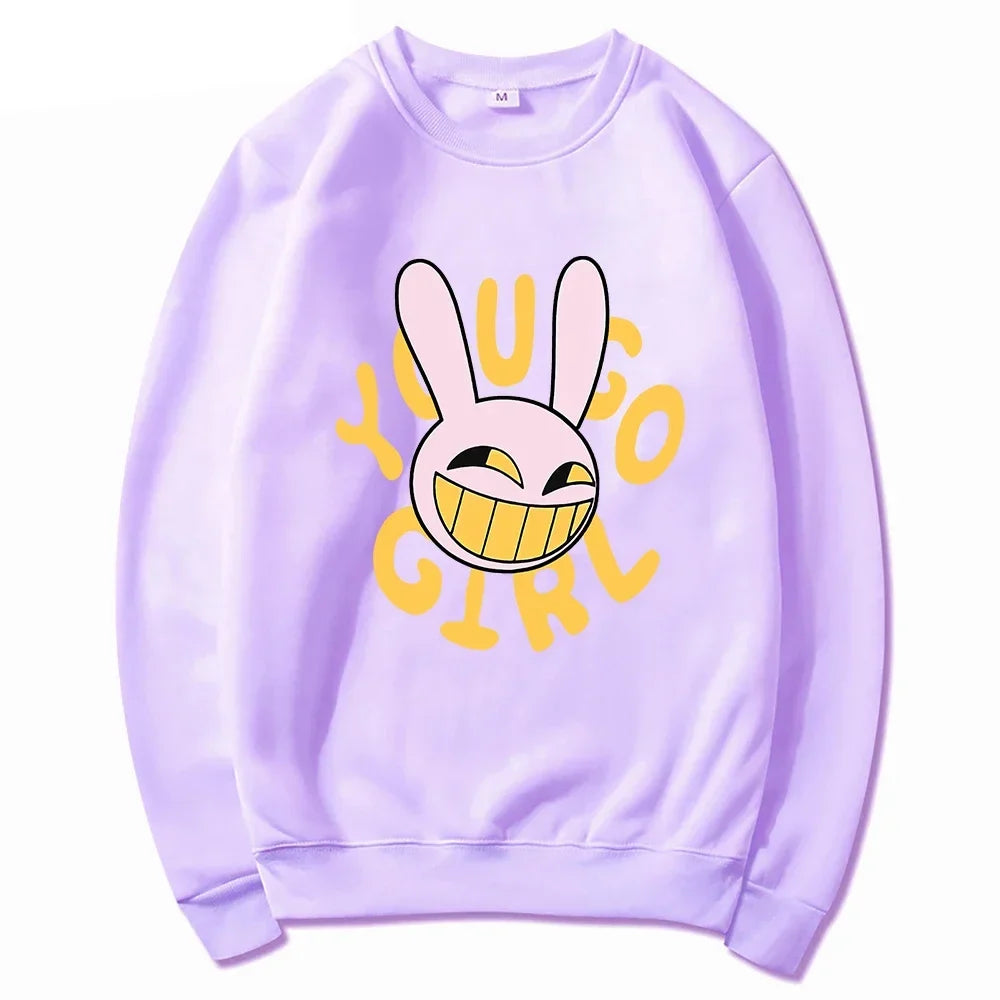 Hoodie Fashion Women Harajuku Funny Cute Rabbit Hoodie Unisex Cartoon Vintage Pullover Sweatshirt