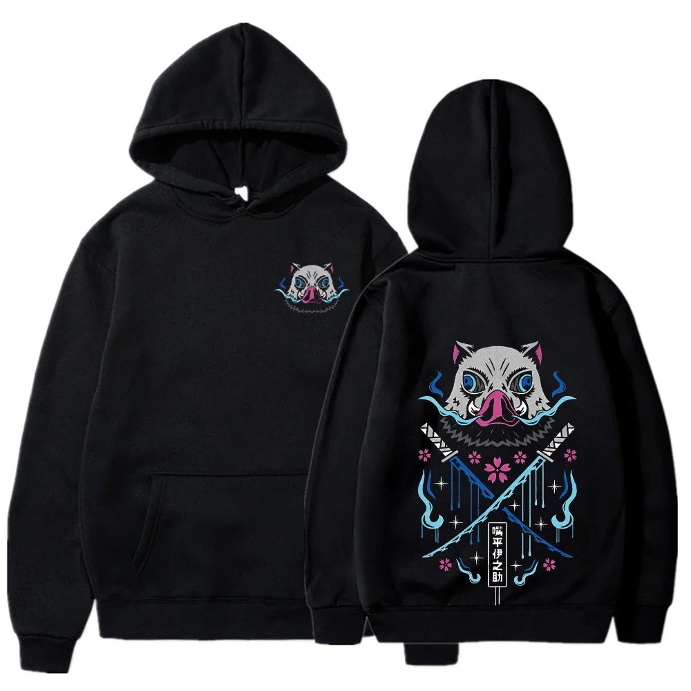 Anime Hoodies Men Women Kimetsu no Yaiba Kawaii Manga Sweatshirts Gothic Harajuku Hooded Pullover Casual Streetwear
