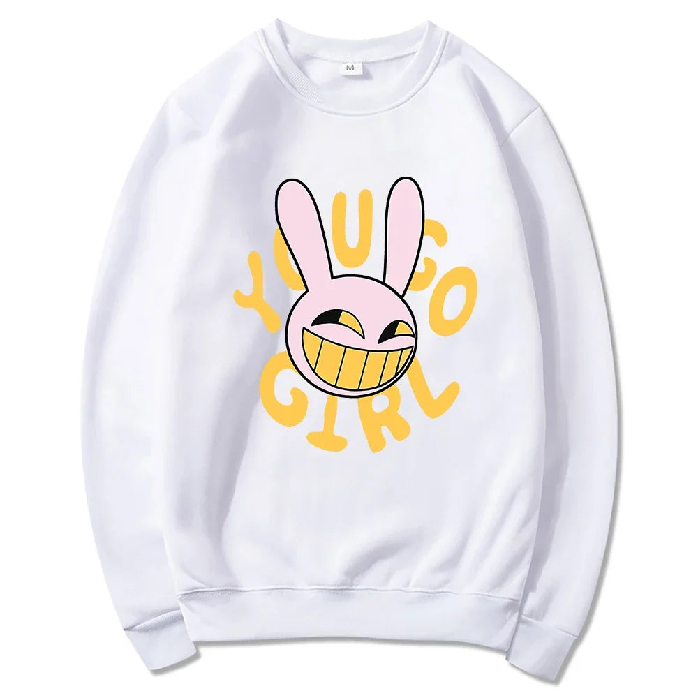 Hoodie Fashion Women Harajuku Funny Cute Rabbit Hoodie Unisex Cartoon Vintage Pullover Sweatshirt