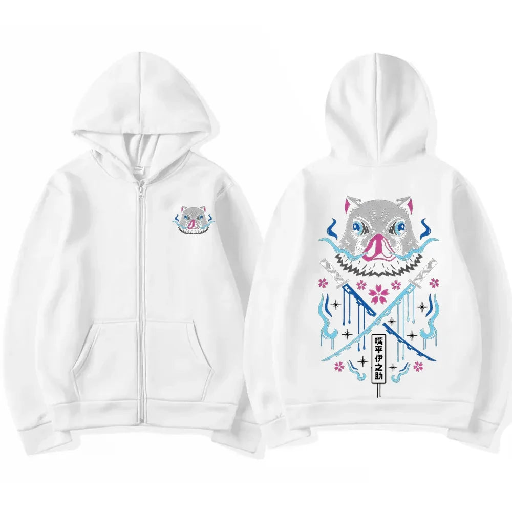 Anime Hoodies Men Women Kimetsu no Yaiba Kawaii Manga Sweatshirts Gothic Harajuku Hooded Pullover Casual Streetwear