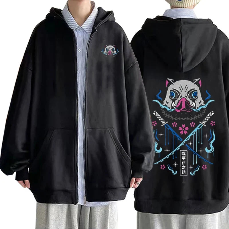 Anime Hoodies Men Women Kimetsu no Yaiba Kawaii Manga Sweatshirts Gothic Harajuku Hooded Pullover Casual Streetwear