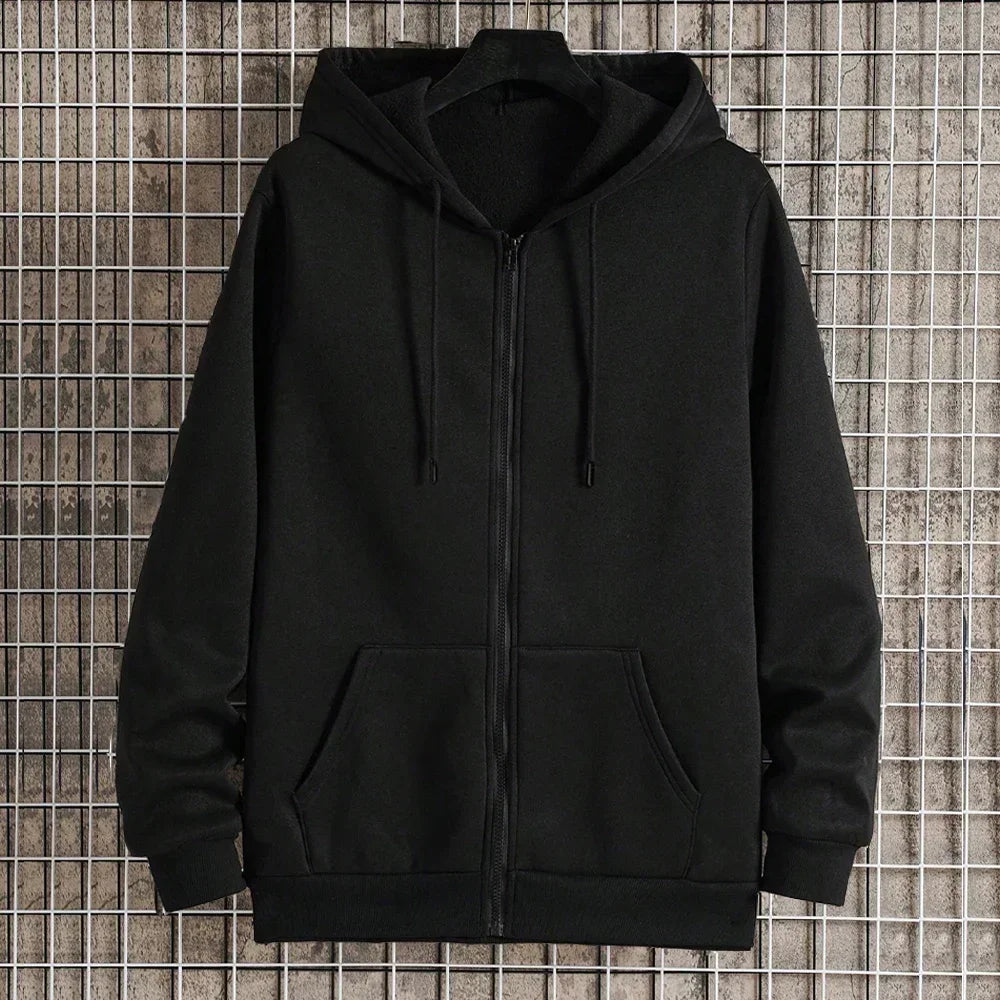 Men's Fleece Zip Up Hoodies Running Sports Sweatshirts Fashion Women Classic Casual Zipper Jackets Y2k Coats Hip Hop Streetwear