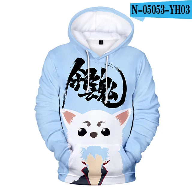 New Anime GINTAMA Sakata Gintoki Hoodie Autumn Winter Thick Hoodies Silver Soul Hooded Jacket Men/Women Leisure Sweatshirt Coat