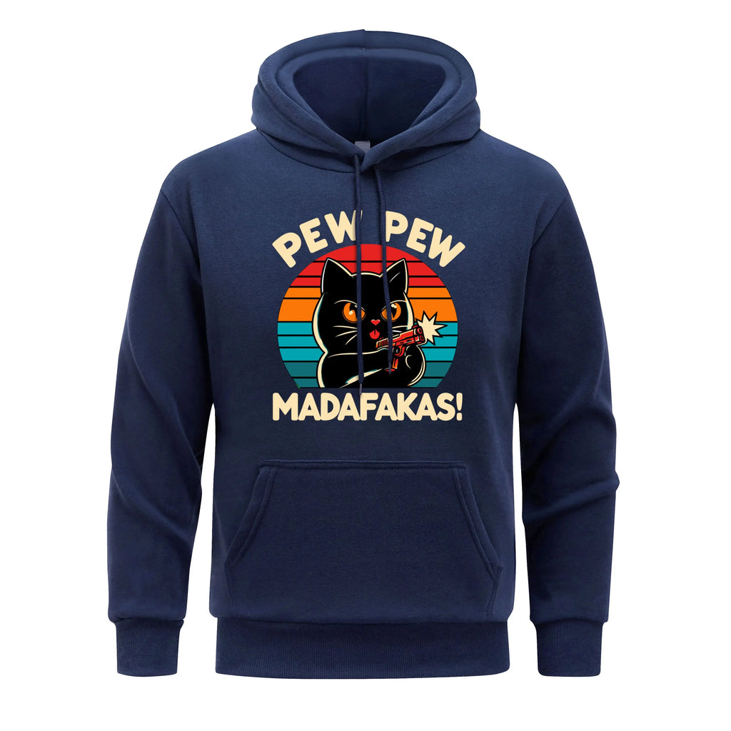 Pew Pew Madafakas Print Hoodie Man Hip Hop Street Casual Hooded Cartoons fur-liner Men Hoodies Harajuku S-XXL Pullover Clothing