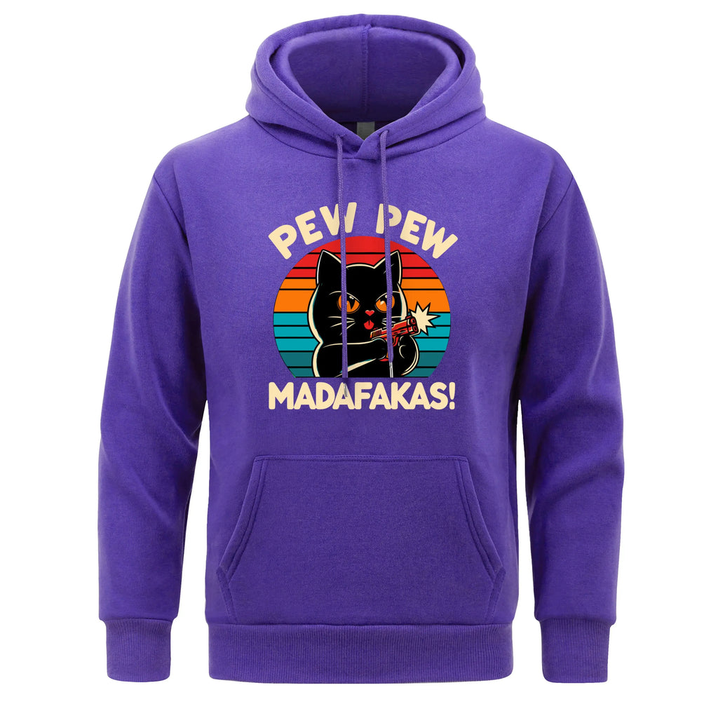 Pew Pew Madafakas Print Hoodie Man Hip Hop Street Casual Hooded Cartoons fur-liner Men Hoodies Harajuku S-XXL Pullover Clothing