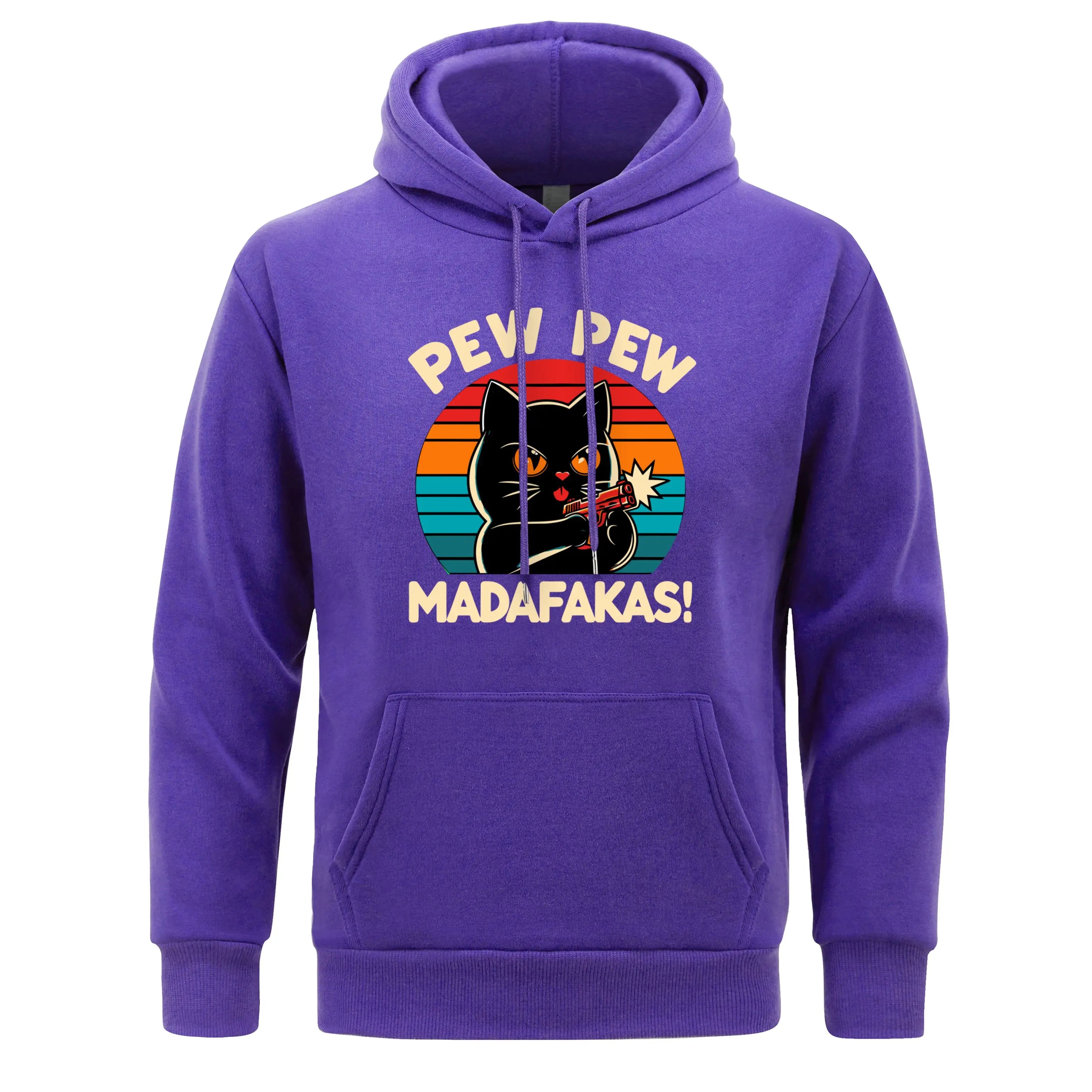 Pew Pew Madafakas Print Hoodie Man Hip Hop Street Casual Hooded Cartoons fur-liner Men Hoodies Harajuku S-XXL Pullover Clothing