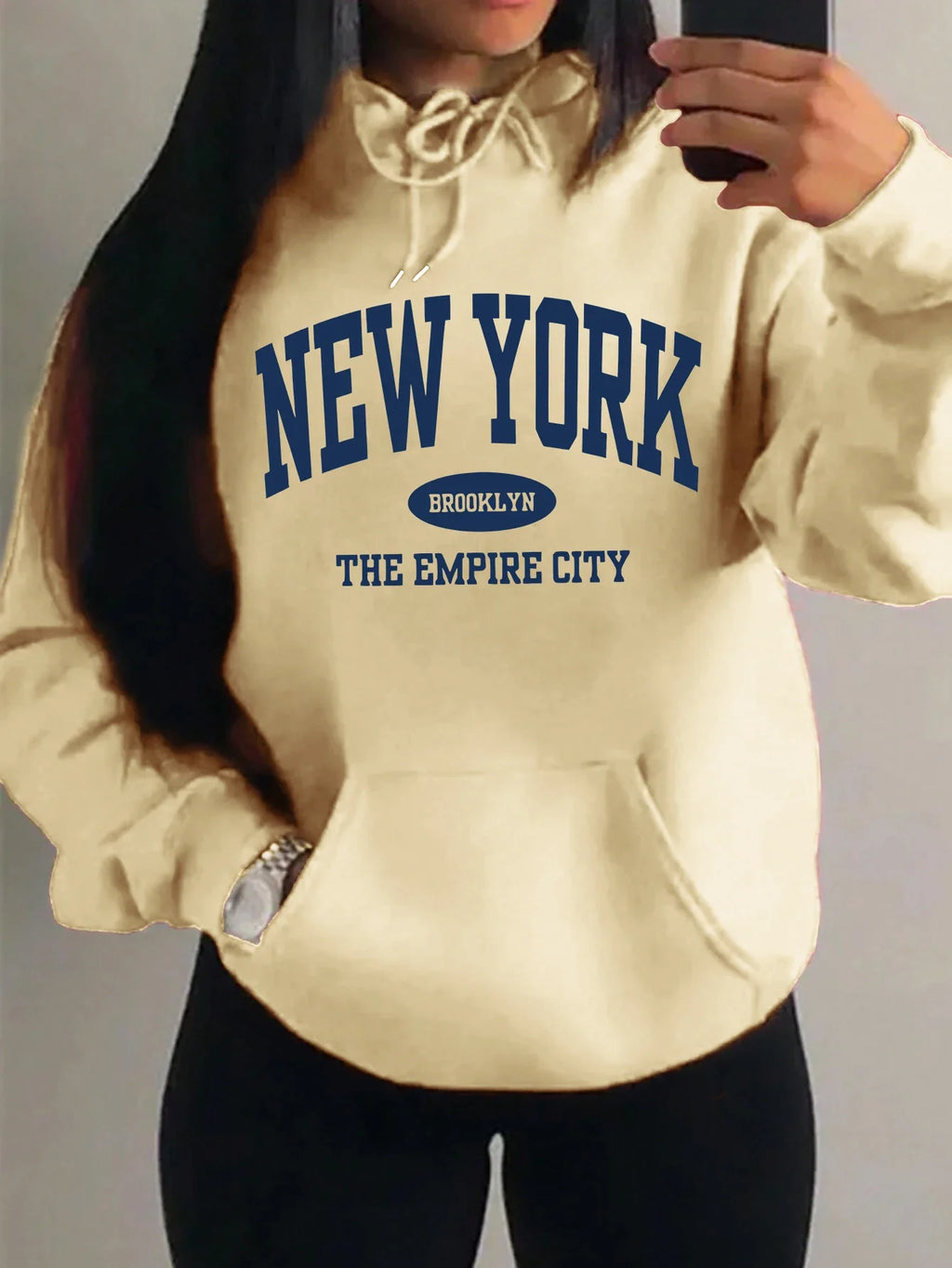 New York City Brooklyn Creative Letter Printed Female Hoodies Multicolor Loose Hoody Y2K Street Sportswear Fleece Hoodie Unisex