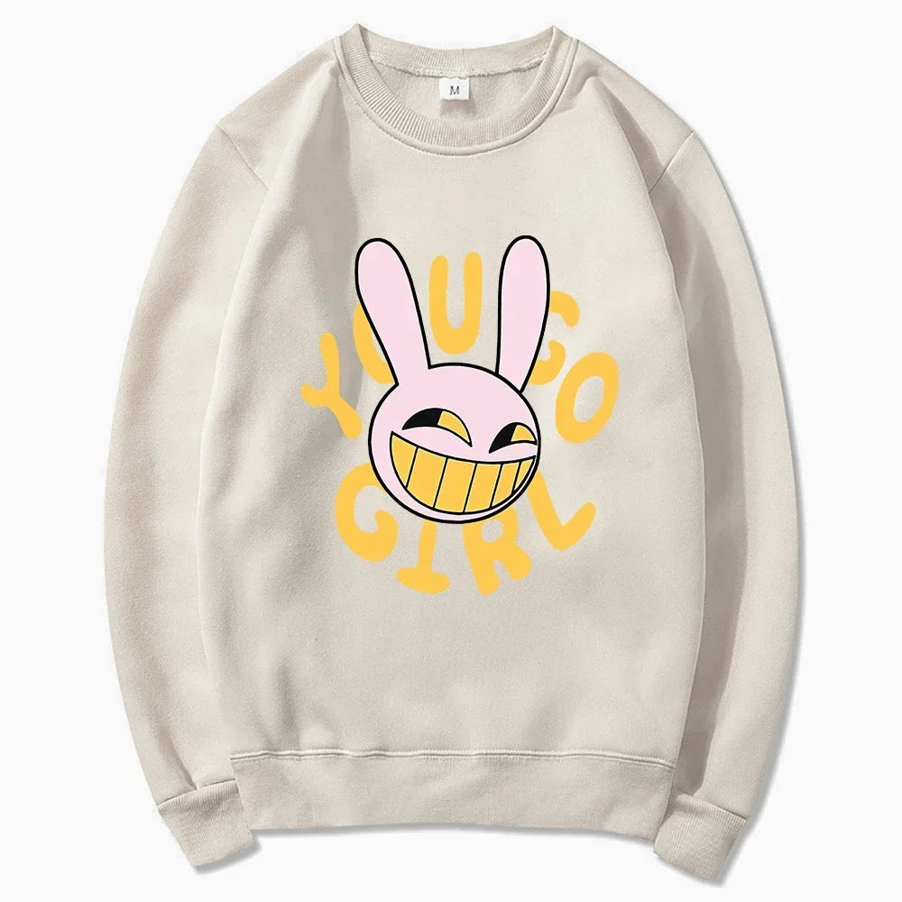 Hoodie Fashion Women Harajuku Funny Cute Rabbit Hoodie Unisex Cartoon Vintage Pullover Sweatshirt