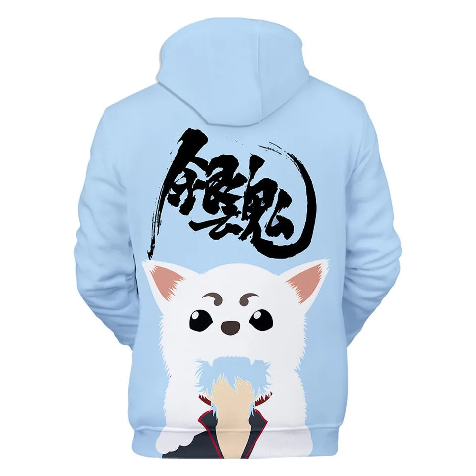 New Anime GINTAMA Sakata Gintoki Hoodie Autumn Winter Thick Hoodies Silver Soul Hooded Jacket Men/Women Leisure Sweatshirt Coat