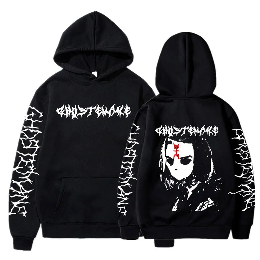 Ghostemane Double Sided Print Hoodie Men's Fashion Hip Hop Metal Rock Hoodies Gothic Oversized Sweatshirt Tracksuit Streetwear