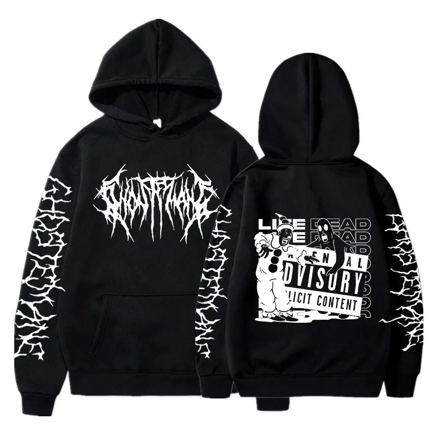 Ghostemane Double Sided Print Hoodie Men's Fashion Hip Hop Metal Rock Hoodies Gothic Oversized Sweatshirt Tracksuit Streetwear