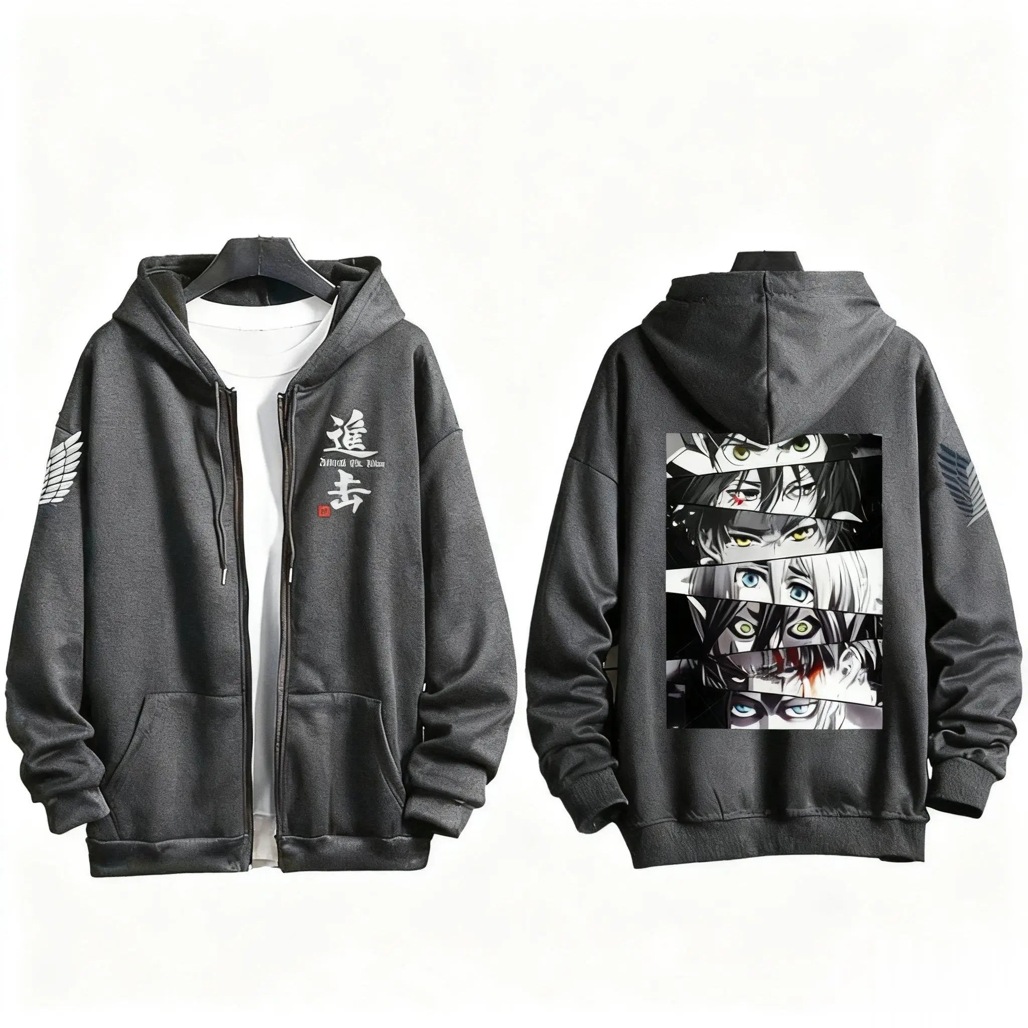 Japanese Anime Print Zip Up Hoodie Men Women Sweatshirt Streetwear Oversized Casual Long Sleeve Jacket Cosplay Spring Autumn New