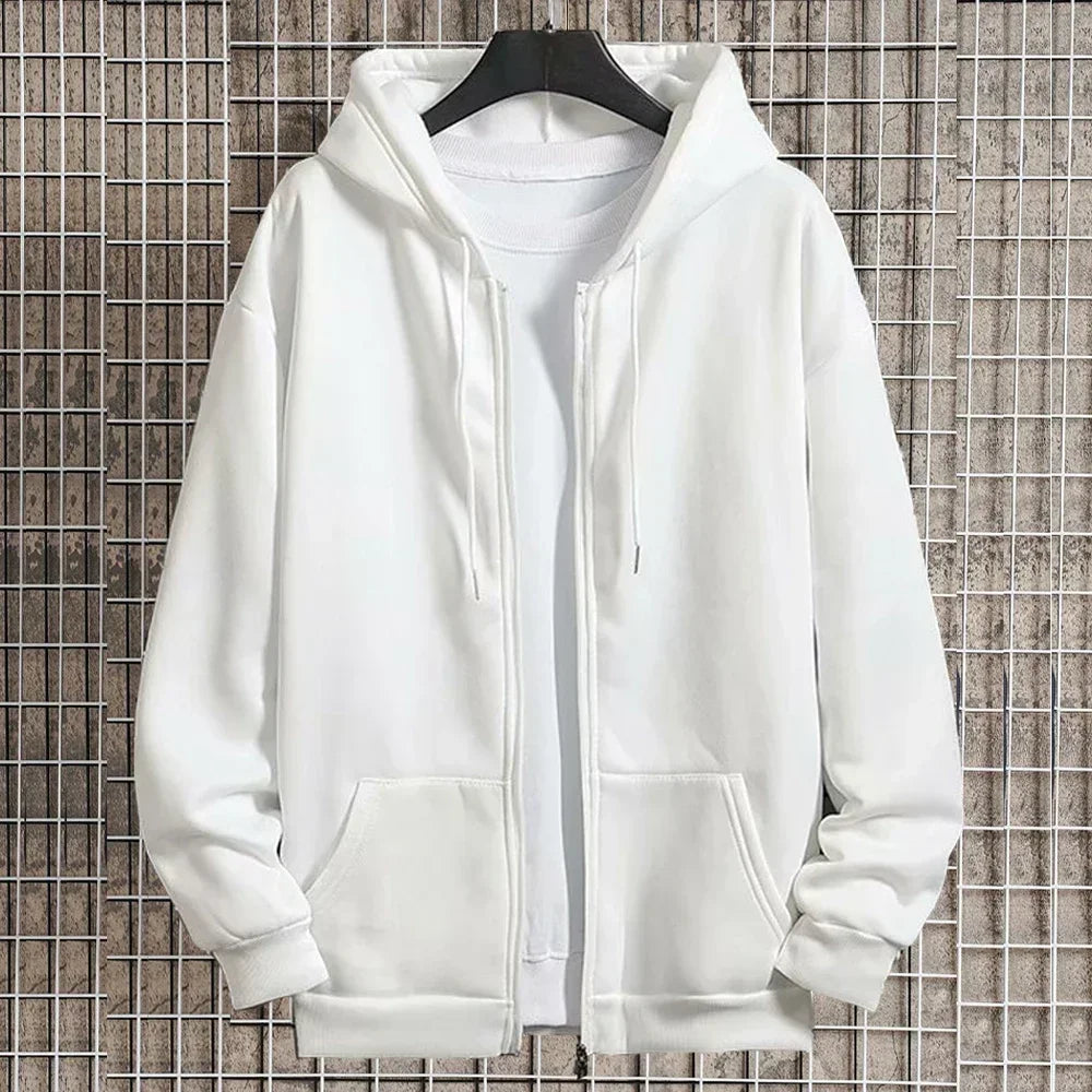 Men's Fleece Zip Up Hoodies Running Sports Sweatshirts Fashion Women Classic Casual Zipper Jackets Y2k Coats Hip Hop Streetwear