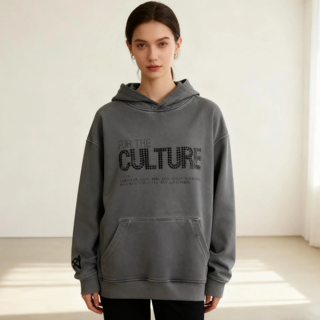 Retro Fashion Hoodies Autumn Winter New Loose American Personalized Clothing Trend Letter Rhinestones Trendy Streetwear