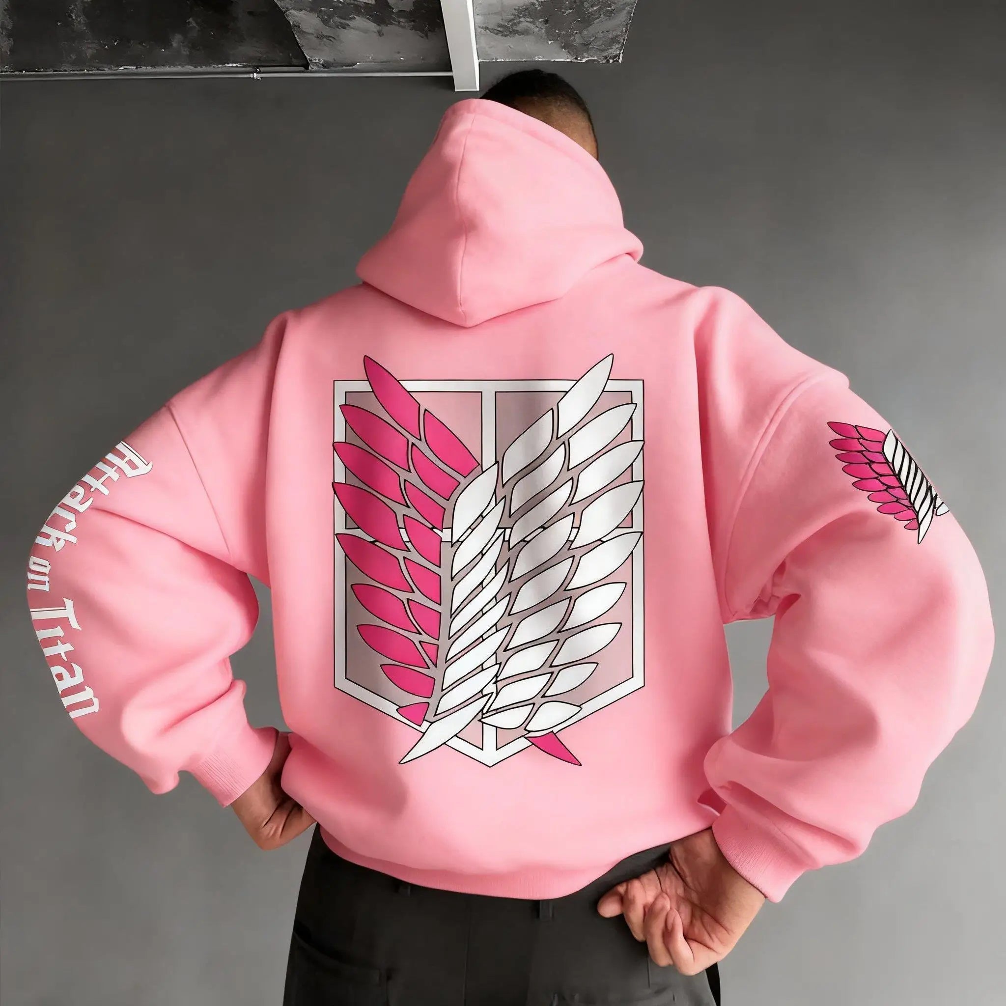 Oversized Casual Attack on Titan Anime Hoodie Men Women Wings Print 2025 Spring Autumn Pullover Sweatshirt Streetwear Fashion