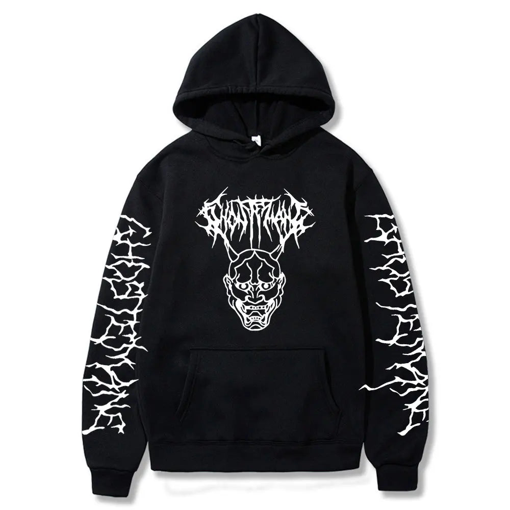 Ghostemane Double Sided Print Hoodie Men's Fashion Hip Hop Metal Rock Hoodies Gothic Oversized Sweatshirt Tracksuit Streetwear