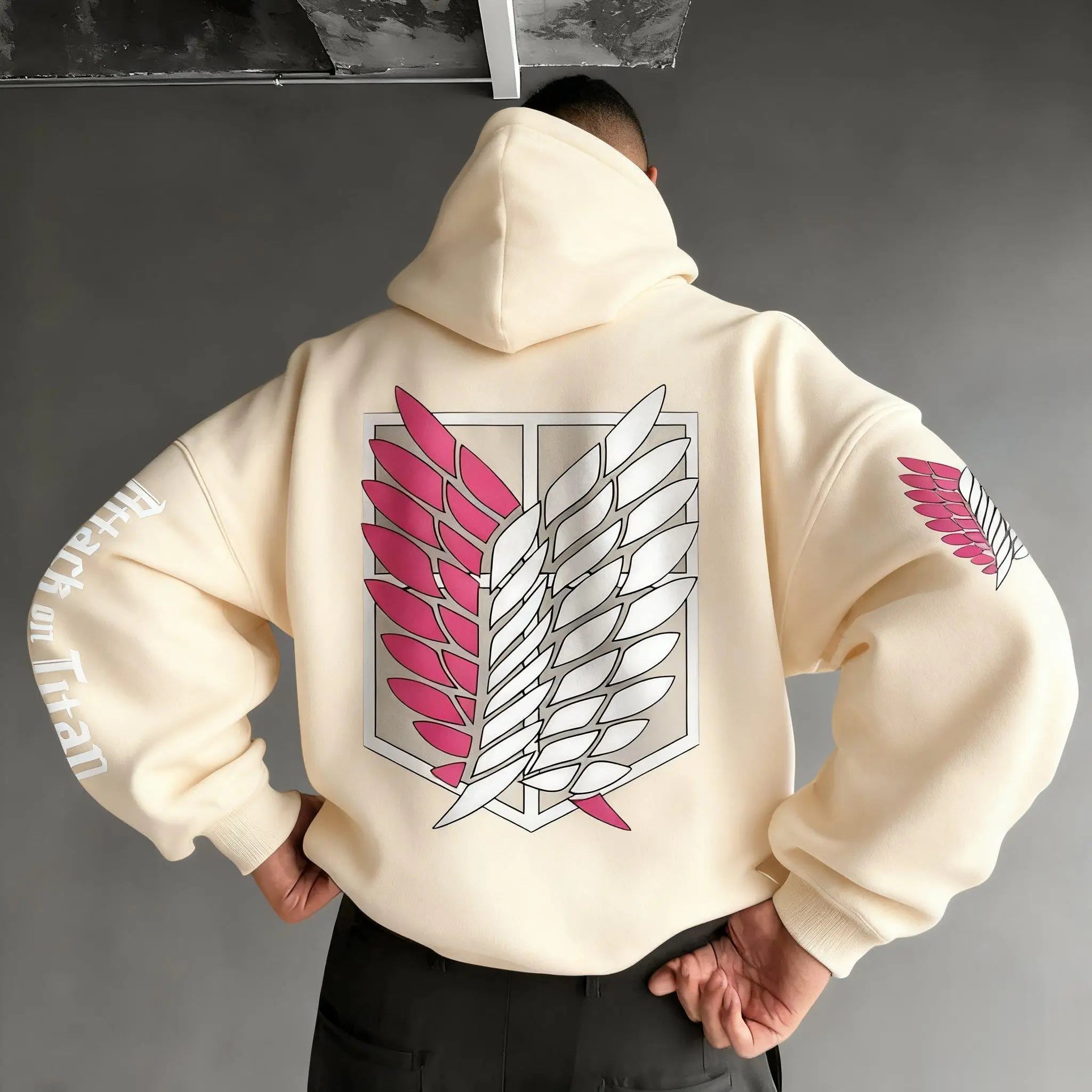Oversized Casual Attack on Titan Anime Hoodie Men Women Wings Print 2025 Spring Autumn Pullover Sweatshirt Streetwear Fashion