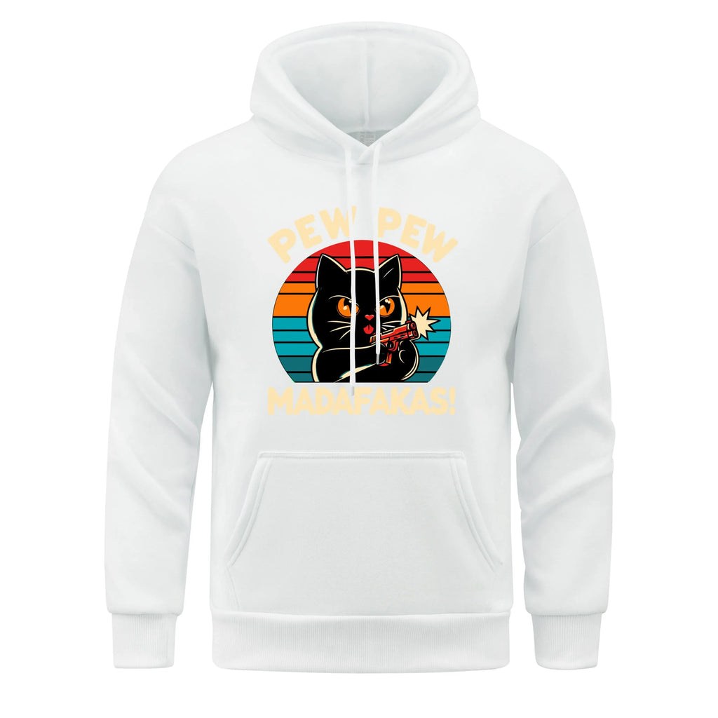 Pew Pew Madafakas Print Hoodie Man Hip Hop Street Casual Hooded Cartoons fur-liner Men Hoodies Harajuku S-XXL Pullover Clothing