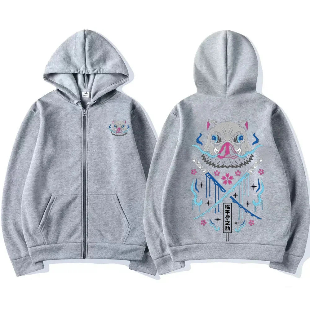 Anime Hoodies Men Women Kimetsu no Yaiba Kawaii Manga Sweatshirts Gothic Harajuku Hooded Pullover Casual Streetwear