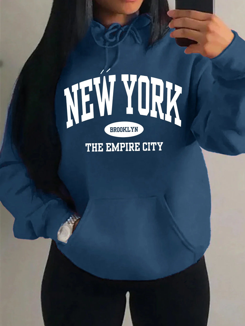 New York City Brooklyn Creative Letter Printed Female Hoodies Multicolor Loose Hoody Y2K Street Sportswear Fleece Hoodie Unisex