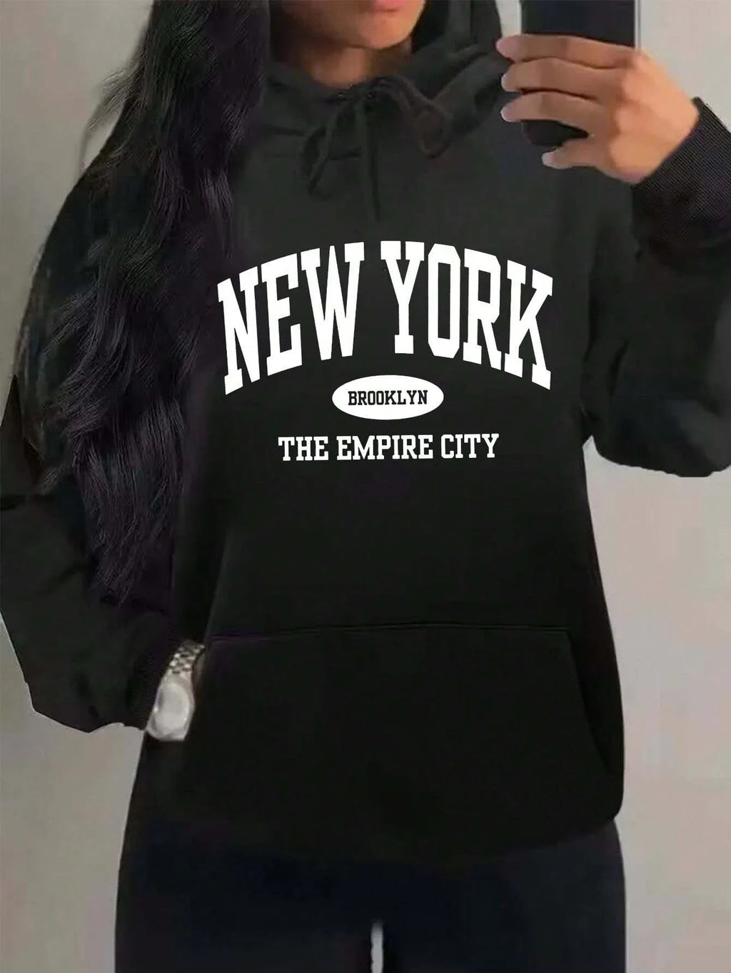 New York City Brooklyn Creative Letter Printed Female Hoodies Multicolor Loose Hoody Y2K Street Sportswear Fleece Hoodie Unisex