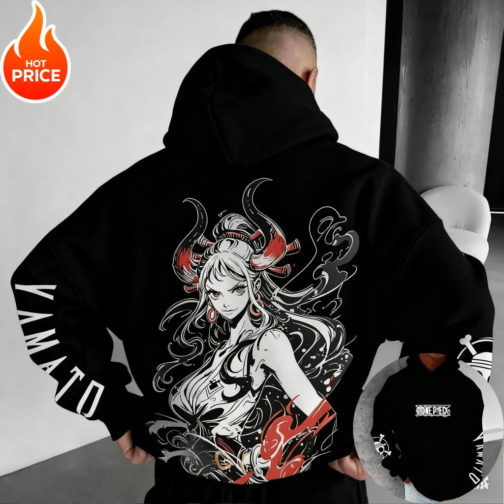 ONE PIECE Yamato Harajuku Anime 2025 Streetwear Winter Oversized Hoodie Vintage Men Women Long Sleeve Hooded Sweater Top Y2k