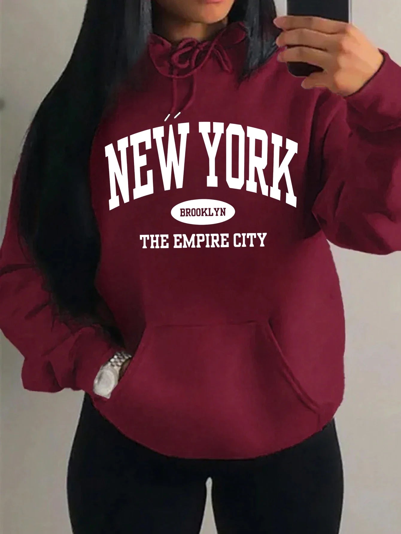 New York City Brooklyn Creative Letter Printed Female Hoodies Multicolor Loose Hoody Y2K Street Sportswear Fleece Hoodie Unisex