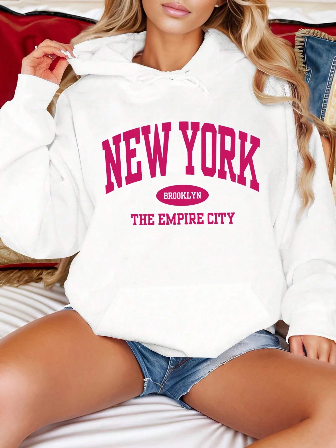 New York City Brooklyn Creative Letter Printed Female Hoodies Multicolor Loose Hoody Y2K Street Sportswear Fleece Hoodie Unisex