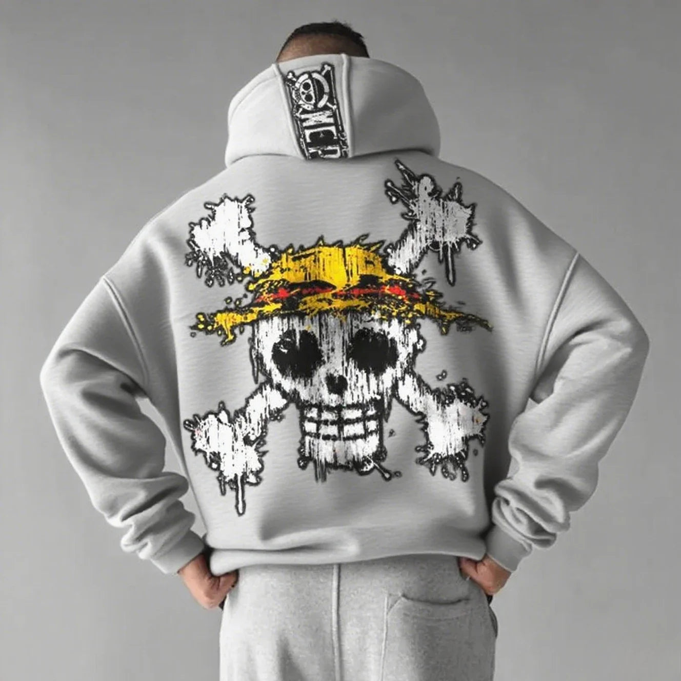 Unisex Oversized One Piece Hooded Sweatshirt Men Women Skull Print Streetwear Casual Pullover Sweater Fashion Spring Autumn New
