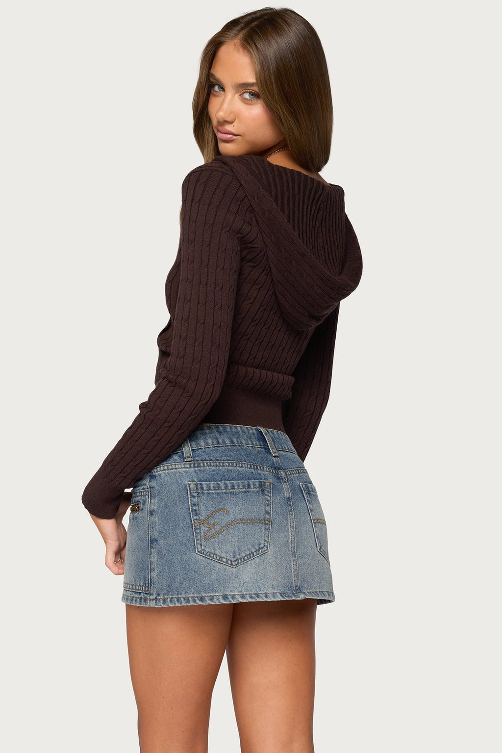 Kimani Cable Knit Hooded Sweater