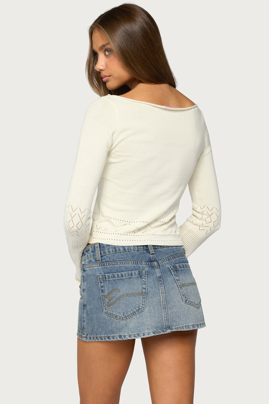 Maple Pointelle Knit Long Sleeve Top