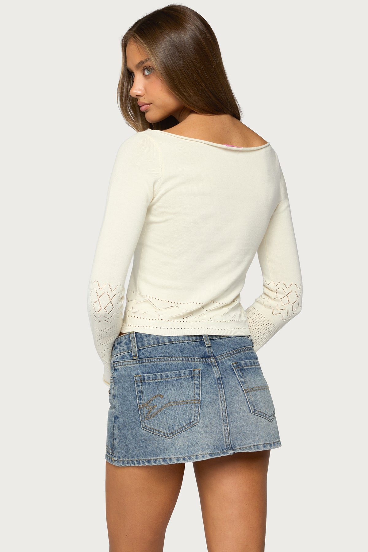 Maple Pointelle Knit Long Sleeve Top